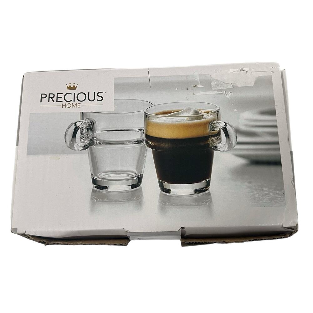 Precious Home Espresso Set of 6 mini cups 3oz NIB VHTF coffee bar gift 2.5”
